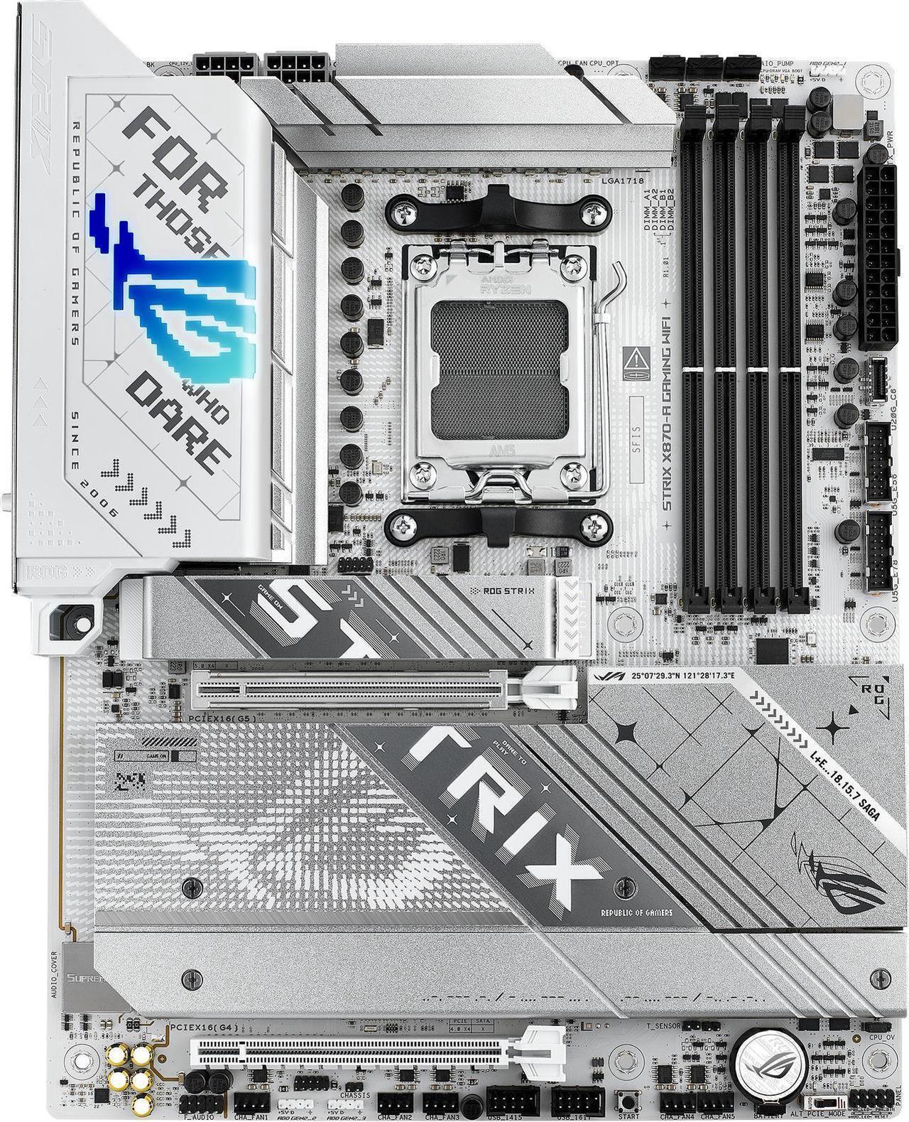 Alt view image 2 of 7 - ASUS ROG STRIX X870-A GAMING WIFI AMD AM5 X870 ATX motherboard 16+2+2 power stages, Dynamic OC Switcher, Core Flex, DDR5 AEMP, WiFi 7, 4x M.2, PCIe 5.0, Q-Release Slim, USB4, AI OCing & Networking
