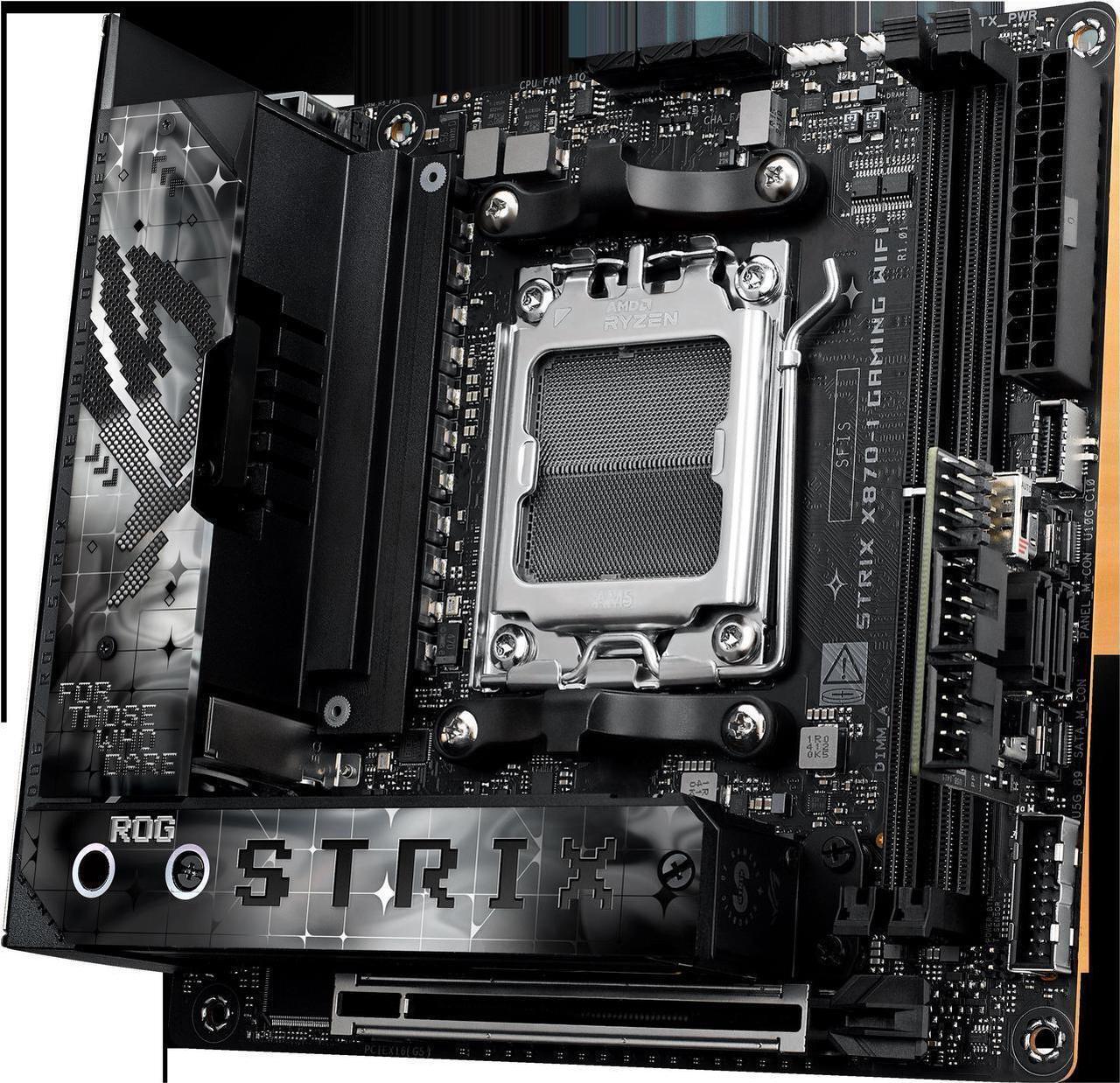 Alt view image 3 of 7 - ASUS ROG STRIX X870-I GAMING WIFI AMD AM5 X870 Mini ITX mITX motherboard 10+2+1 power stages, Dynamic OC Switcher, Core Flex, DDR5 AEMP, WiFi 7, 2x M.2, PCIe® 5.0, Q-Release Slim, USB4®, AI OCing & Ne