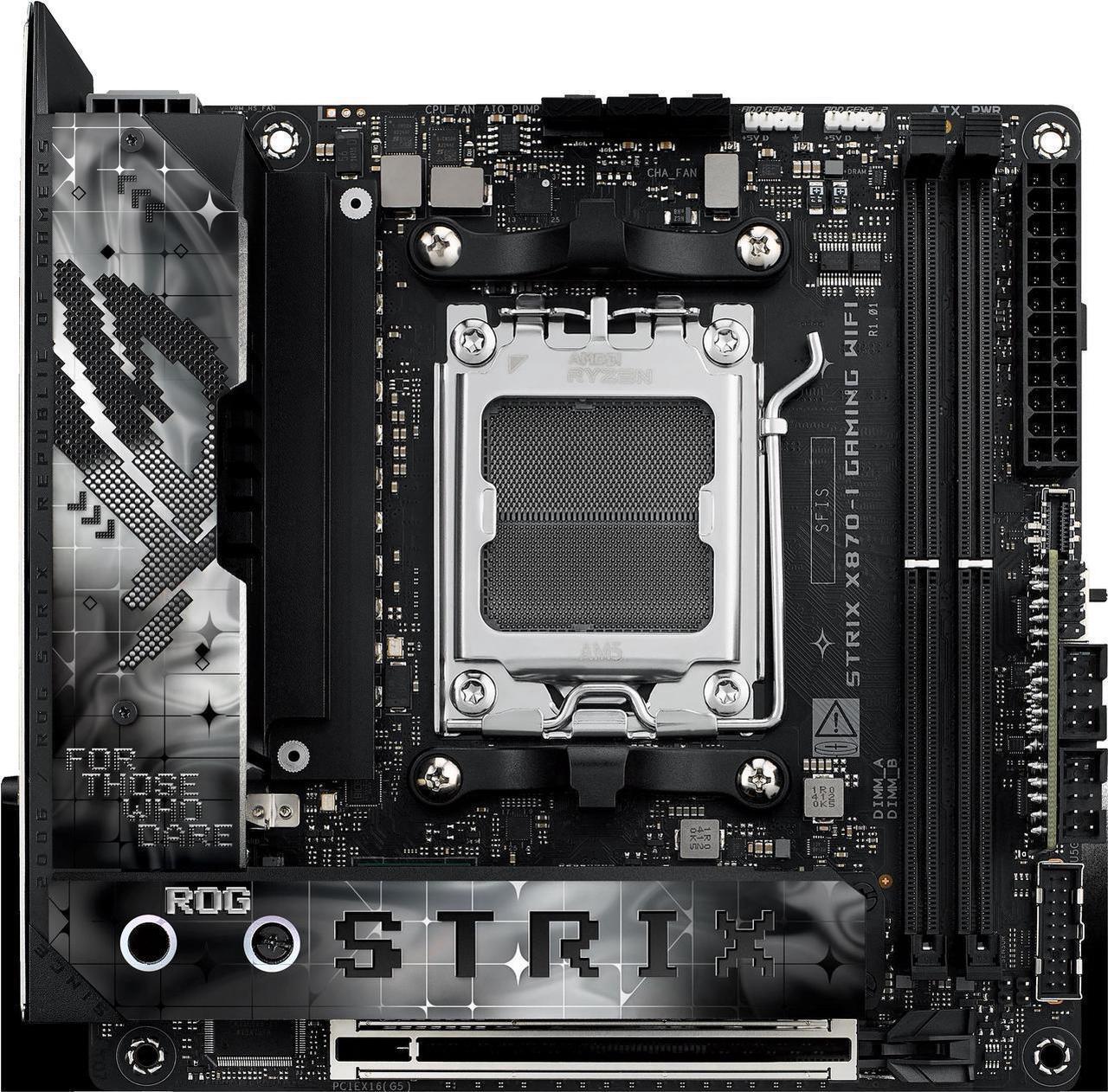 Alt view image 2 of 7 - ASUS ROG STRIX X870-I GAMING WIFI AMD AM5 X870 Mini ITX mITX motherboard 10+2+1 power stages, Dynamic OC Switcher, Core Flex, DDR5 AEMP, WiFi 7, 2x M.2, PCIe® 5.0, Q-Release Slim, USB4®, AI OCing & Ne