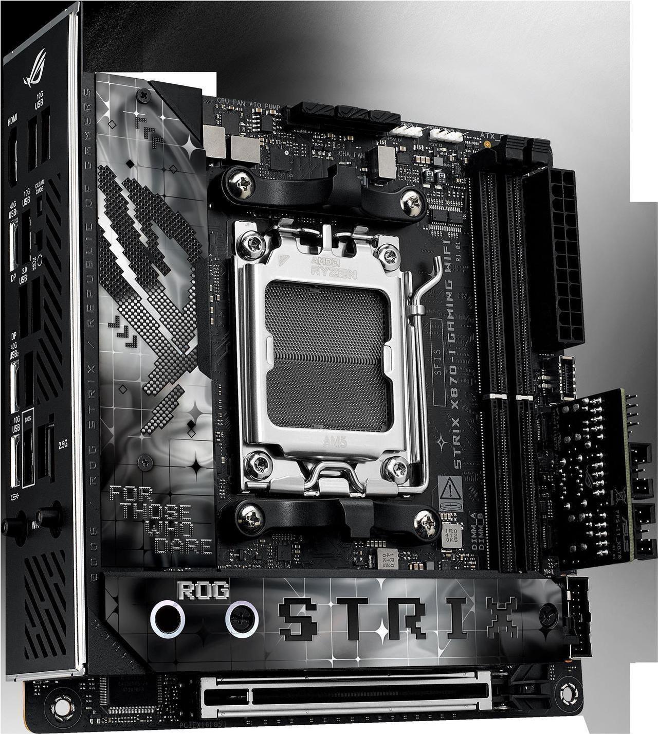 Alt view image 4 of 7 - ASUS ROG STRIX X870-I GAMING WIFI AMD AM5 X870 Mini ITX mITX motherboard 10+2+1 power stages, Dynamic OC Switcher, Core Flex, DDR5 AEMP, WiFi 7, 2x M.2, PCIe® 5.0, Q-Release Slim, USB4®, AI OCing & Ne