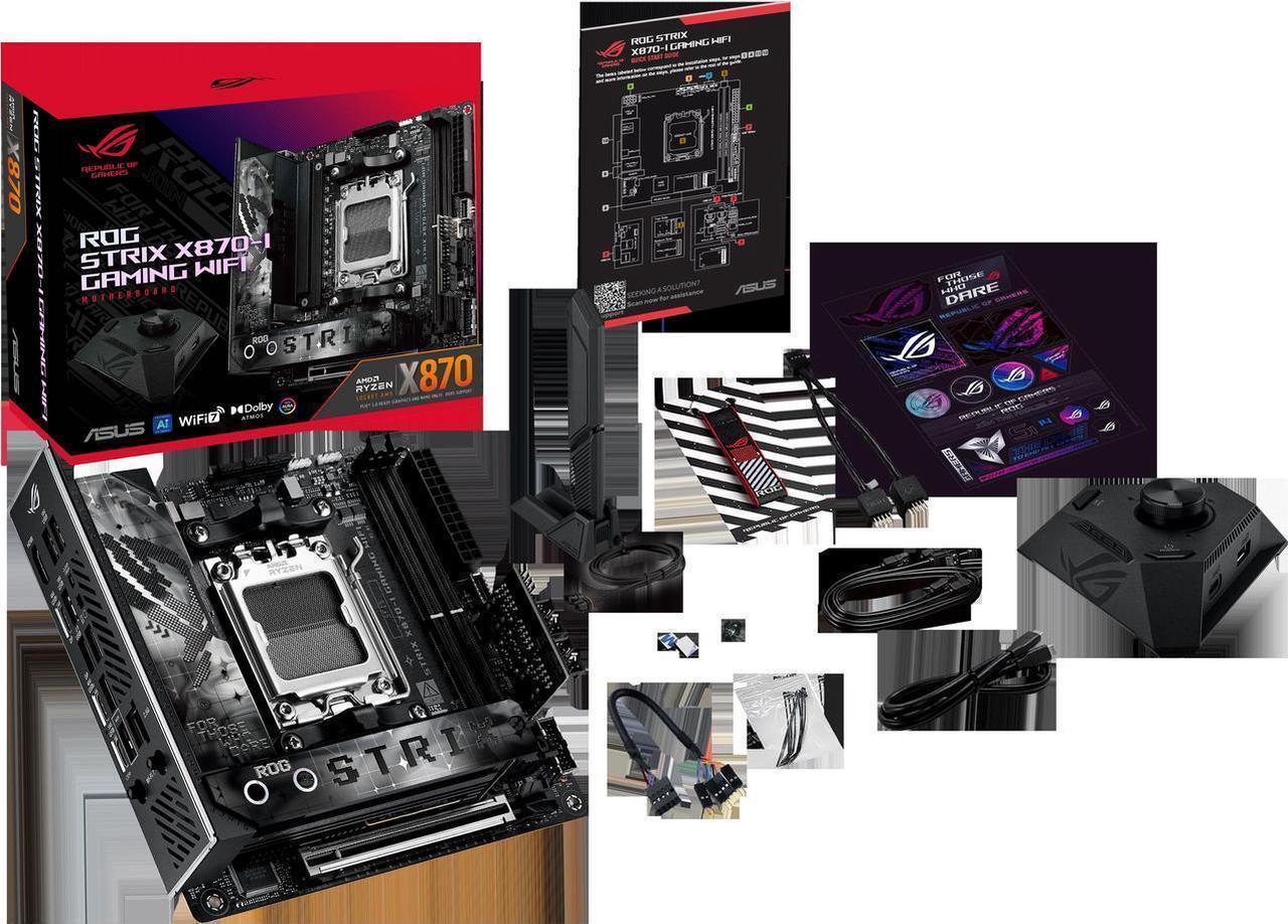 Alt view image 7 of 7 - ASUS ROG STRIX X870-I GAMING WIFI AMD AM5 X870 Mini ITX mITX motherboard 10+2+1 power stages, Dynamic OC Switcher, Core Flex, DDR5 AEMP, WiFi 7, 2x M.2, PCIe® 5.0, Q-Release Slim, USB4®, AI OCing & Ne