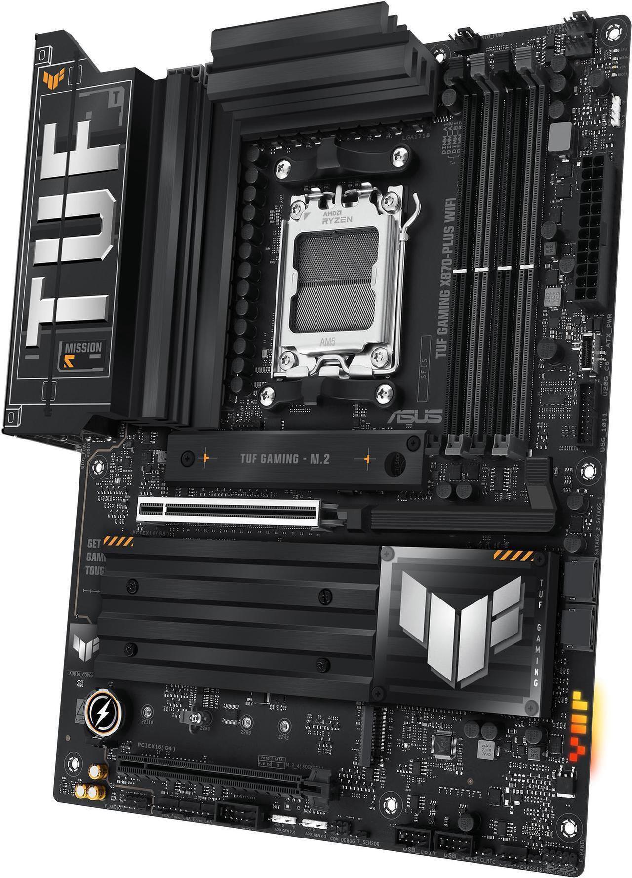 Alt view image 3 of 7 - ASUS TUF GAMING X870-PLUS WIFI AMD AM5 X870 ATX motherboard, 16+2+1, 80A SPS power stages, DDR5, PCIe 5.0 Ready, four M.2 slots, Wi-Fi 7, 2.5Gb LAN, HDMI, USB4 40Gbps, SATA 6 Gbps, USB 20Gbps Type-C