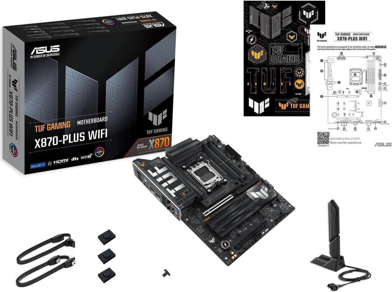 Alt view image 7 of 7 - ASUS TUF GAMING X870-PLUS WIFI AMD AM5 X870 ATX motherboard, 16+2+1, 80A SPS power stages, DDR5, PCIe 5.0 Ready, four M.2 slots, Wi-Fi 7, 2.5Gb LAN, HDMI, USB4 40Gbps, SATA 6 Gbps, USB 20Gbps Type-C