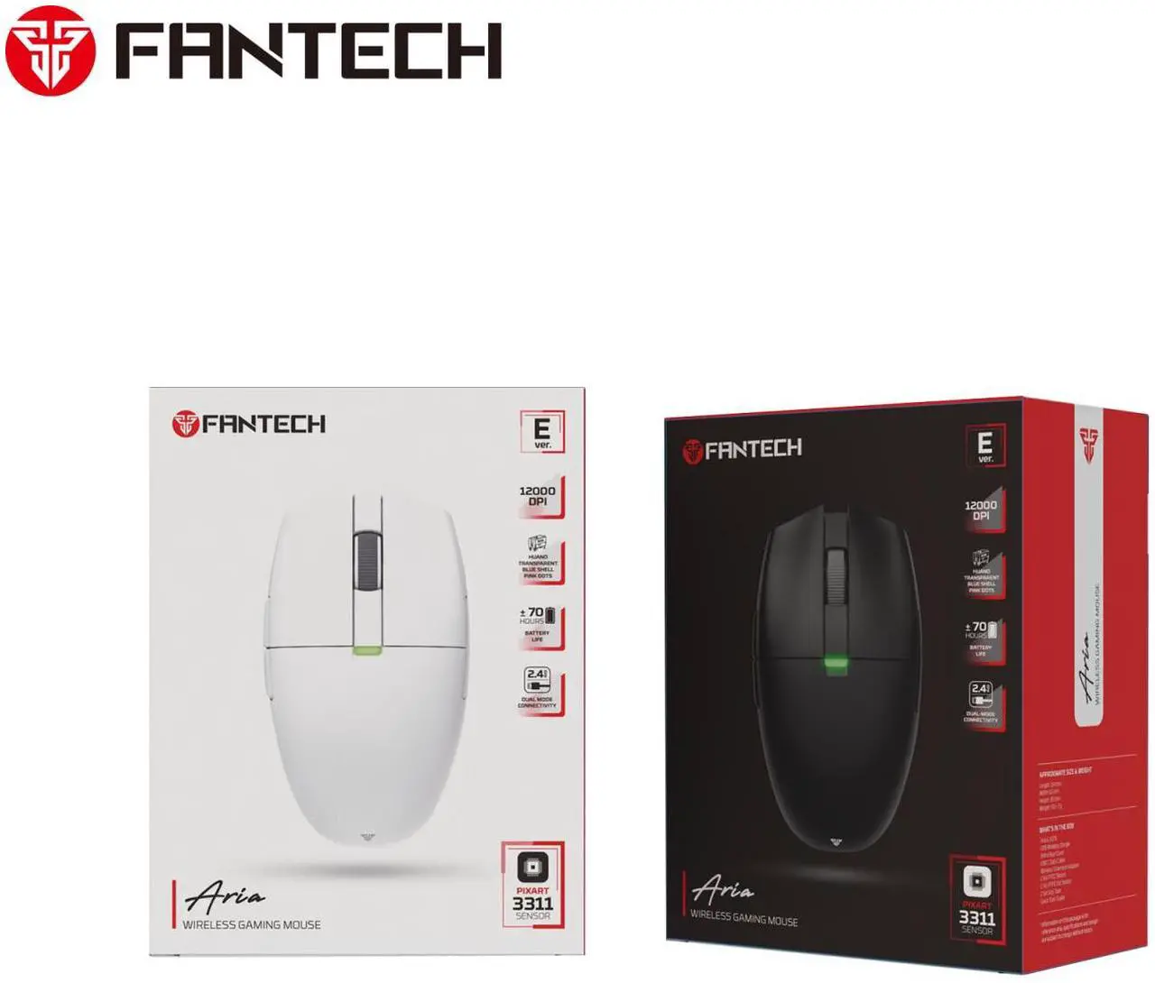 Alt view image 7 of 7 - FANTECH ARIA E XD7E White Gaming Mouse - Huano Transparent Blue Shell Pink Dots,70Hours Battery Life,Pixart 3311 Sensor,Dual Mode Connectivity,12000DPI Adjustable,6 Buttons(White)