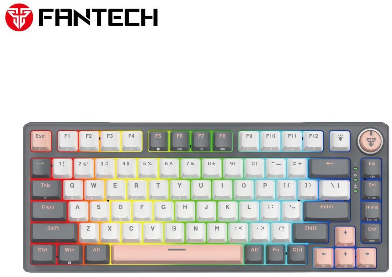 Main image of FANTECH ATOM PRO83 MK913 Stellar Edition,Mechanical Wireless Keyboard,83 Key,3 Connection Modes, Personaliation+,5 Pin Hot Swappable,Built-In Volume Knob,MERCURY Grey (red switch)