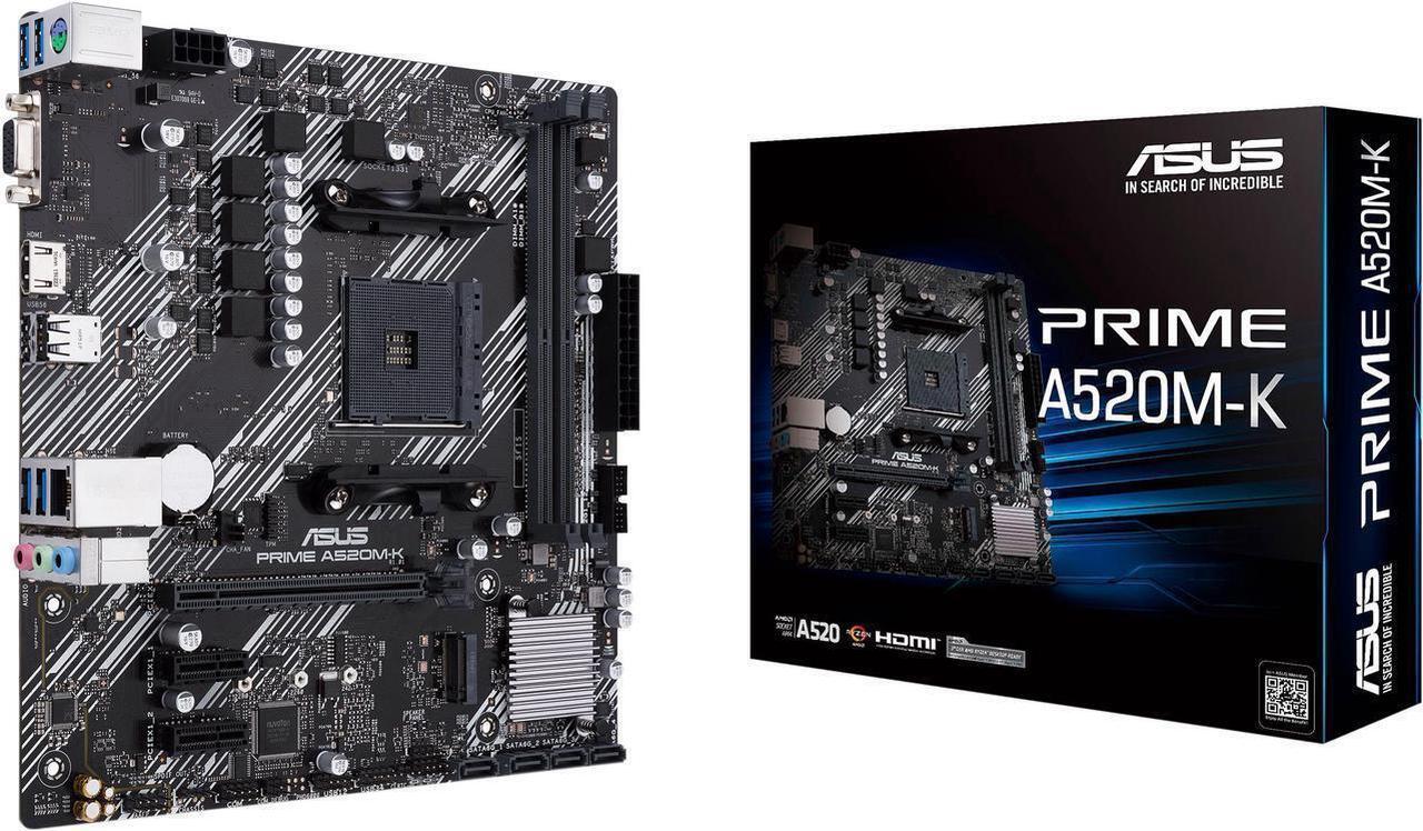 Main image of ASUS PRIME A520M-K AM4 AMD A520 Micro ATX AMD Motherboard