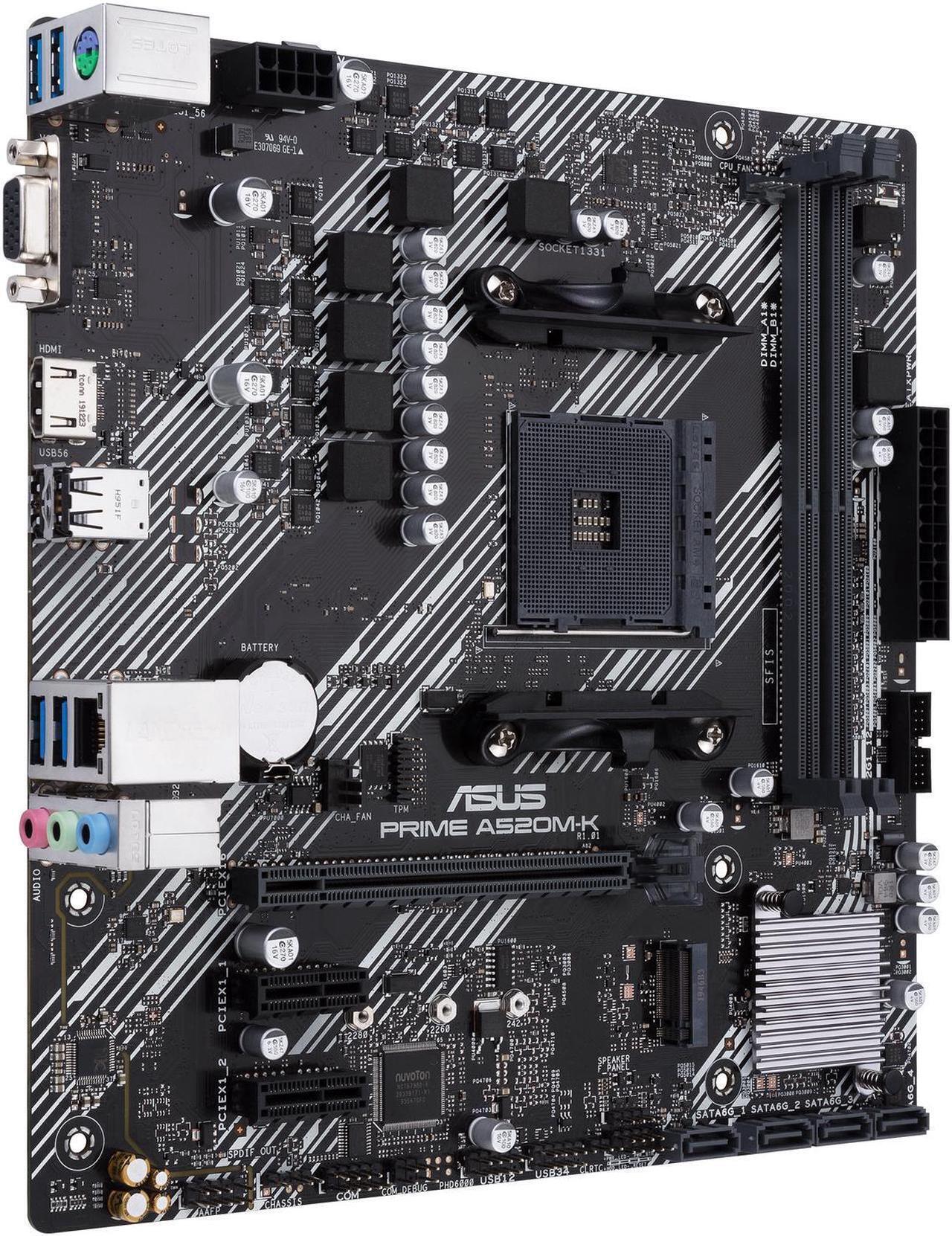 Alt view image 3 of 7 - ASUS PRIME A520M-K AM4 AMD A520 Micro ATX AMD Motherboard