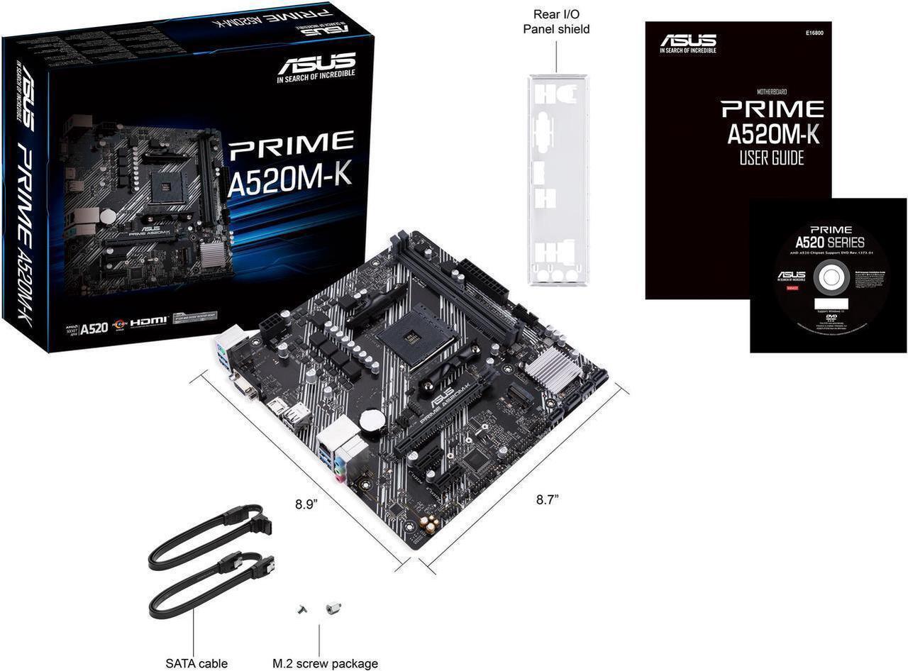 Alt view image 7 of 7 - ASUS PRIME A520M-K AM4 AMD A520 Micro ATX AMD Motherboard