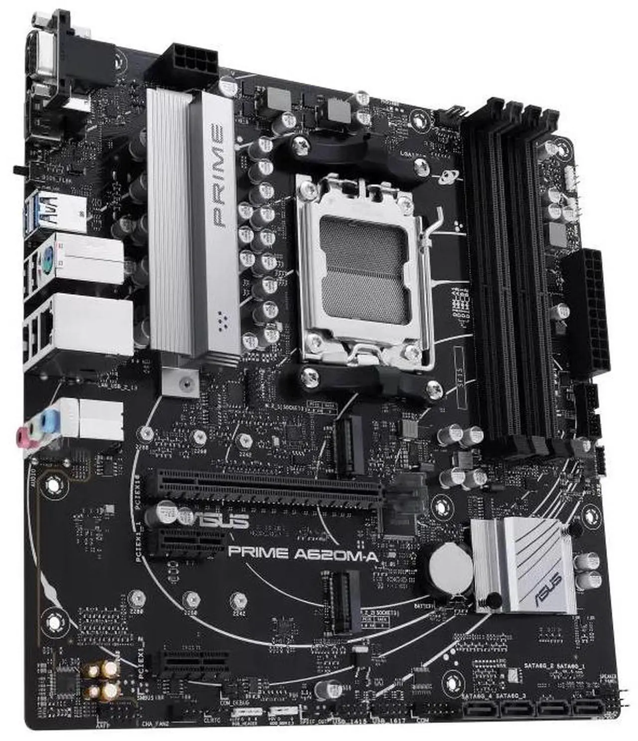 Alt view image 4 of 7 - ASUS PRIME A620M-A Motherboard, AMD AM5 micro-ATX, DDR5, PCIe 4.0, Dual M.2, DisplayPort/HDMI/VGA, USB 3.2 Gen 1 Ports, SATA 6 Gbps, BIOS FlashBack, AI Noise Reduction, AURA SYNC Lighting Effects