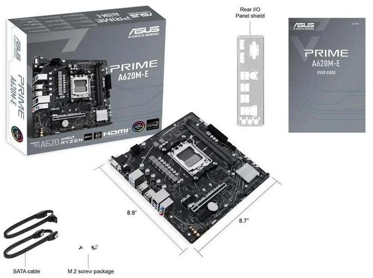 Alt view image 7 of 7 - ASUS PRIME A620M-E Motherboard, AM5, DDR5, PCIe 4.0  AMD A620 micro-ATX,  Supports CPUs 7500F/7600/7700X PRIME A620M-E, AURA SYNC Synchronized Lighting Effects, SATA 6 Gbps