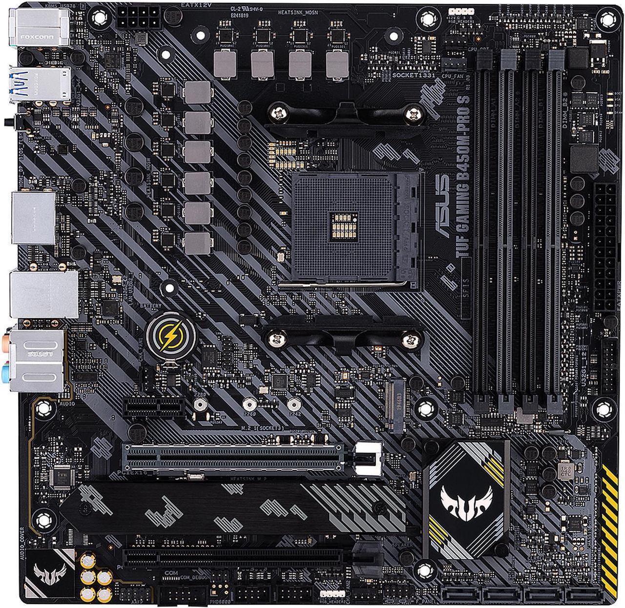 Alt view image 2 of 7 - ASUS TUF GAMING B450M-PRO S AMD AM4 (3rd Gen Ryzen) Micro ATX Gaming Motherboard (8+2 DrMOS Power Stages, 2.5Gb LAN, BIOS FlashBack, AI Noise-Canceling Microphone, USB 3.2 Gen 2, AURA Sync RGB