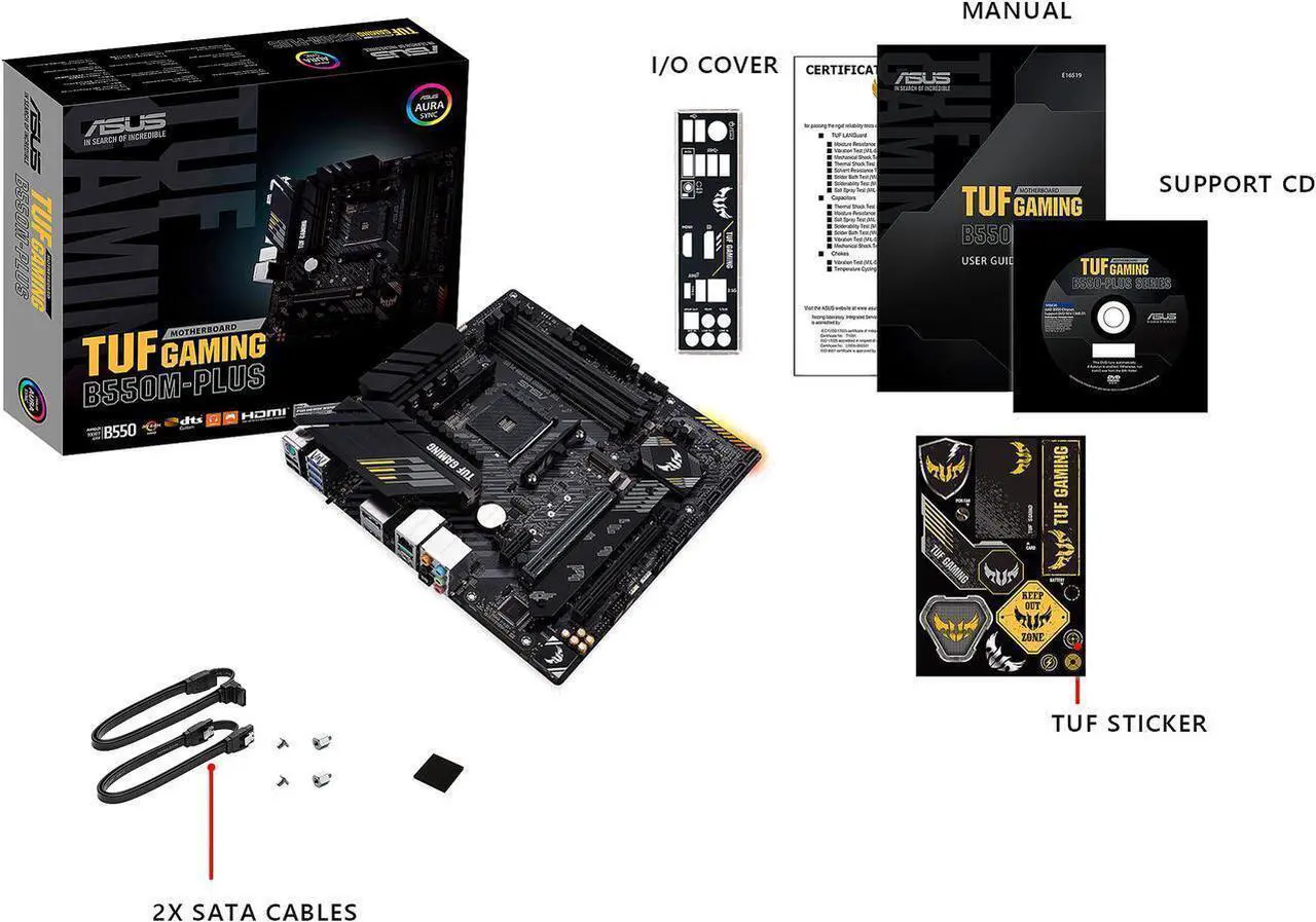 Alt view image 7 of 7 - ASUS TUF GAMING B550M-PLUS AMD AM4 (3rd Gen Ryzen) Micro ATX Gaming Motherboard (PCIe 4.0, 2.5Gb LAN, BIOS FlashBack, HDMI 2.1, USB 3.2 Gen 2, Addressable Gen 2 RGB Header and AURA Sync)