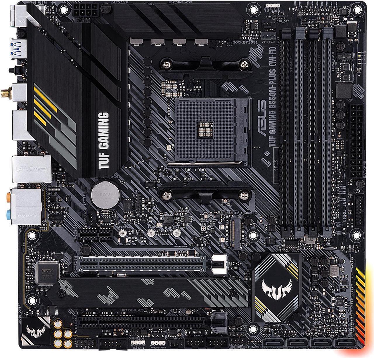 Alt view image 2 of 7 - ASUS TUF GAMING B550M-PLUS (Wi-Fi) AMD AM4 (3rd Gen Ryzen) Micro ATX Gaming Motherboard (PCIe 4.0, 2.5Gb LAN, BIOS FlashBack, HDMI 2.1, USB 3.2 Gen 2, Addressable Gen 2 RGB Header and AURA Sync)