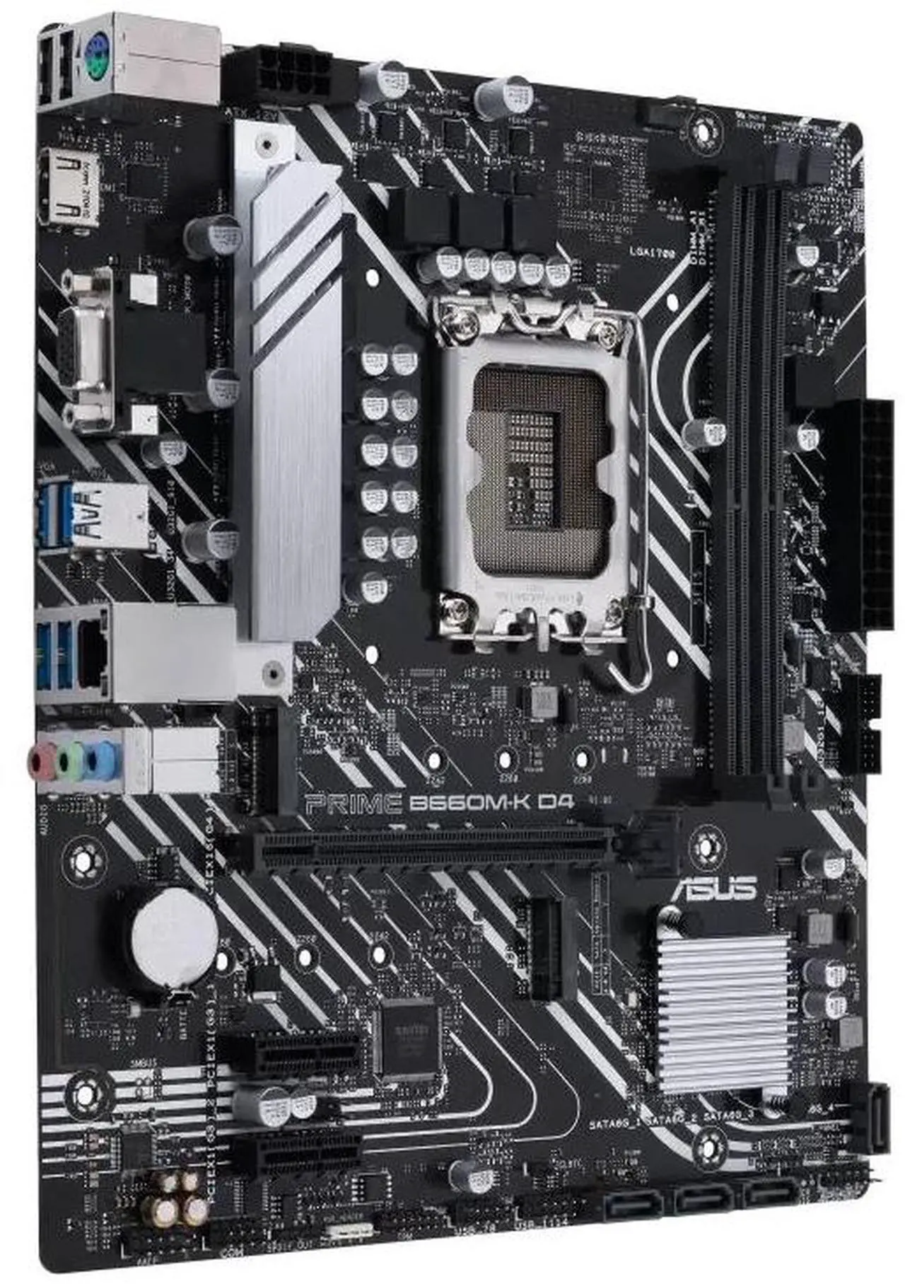 Alt view image 3 of 7 - ASUS PRIME B660M-K D4-CSM Intel® B660 (LGA 1700) mATX motherboard with PCIe® 4.0, 2 M.2 slots, DDR4, HDMI®, D-Sub, Realtek 1G Wired LAN, Front USB 3.2 Gen 1, ASUS Lighting Controls