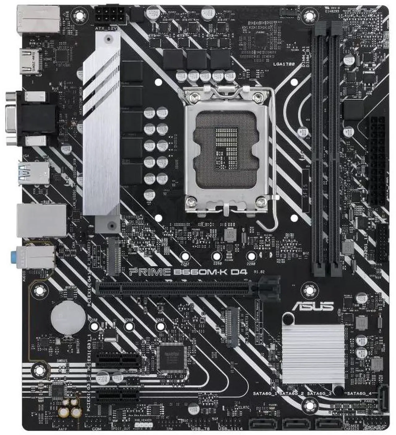 Alt view image 2 of 7 - ASUS PRIME B660M-K D4-CSM Intel® B660 (LGA 1700) mATX motherboard with PCIe® 4.0, 2 M.2 slots, DDR4, HDMI®, D-Sub, Realtek 1G Wired LAN, Front USB 3.2 Gen 1, ASUS Lighting Controls