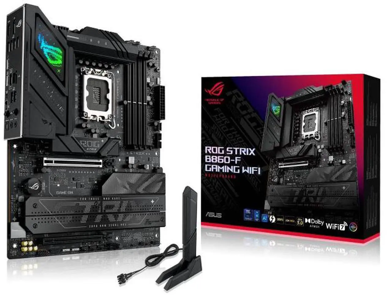 Main image of ASUS ROG STRIX B860-F GAMING WIFI Intel B860 LGA 1851 ATX motherboard,four M.2 slots,one Thunderbolt 4 port, USB 20Gbps Type-C rear I/O port,ASUS AI Advisor, AI Networking II,Aura Sync RGB lighting