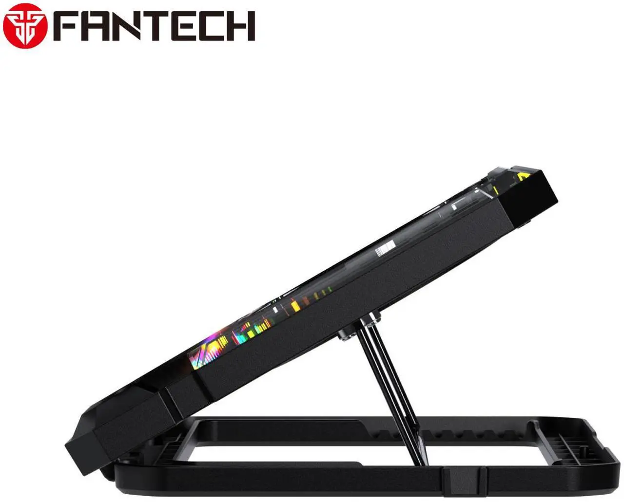 Alt view image 3 of 7 - Fantech NC21 Notebook Cooler, adjustable height,Adjustable wind speed, quick access phone holder, RGB light, Notebook Accessories, black