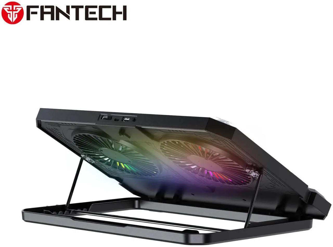 Alt view image 4 of 7 - Fantech NC21 Notebook Cooler, adjustable height,Adjustable wind speed, quick access phone holder, RGB light, Notebook Accessories, black