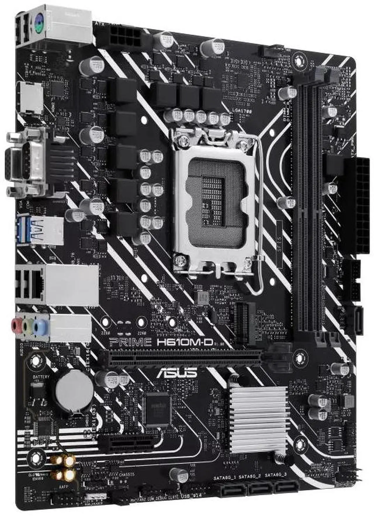 Alt view image 3 of 7 - ASUS PRIME H610M-D Intel H610 (LGA 1700) micro-ATX motherboard, DDR5, PCIe 4.0, M.2 slot, Realtek 1 Gb Ethernet, HDMI, VGA, USB 3.2 Gen 1, SATA 6 Gbps, COM port, RGB header