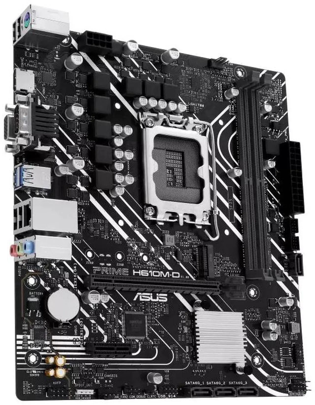 Alt view image 4 of 7 - ASUS PRIME H610M-D Intel H610 (LGA 1700) micro-ATX motherboard, DDR5, PCIe 4.0, M.2 slot, Realtek 1 Gb Ethernet, HDMI, VGA, USB 3.2 Gen 1, SATA 6 Gbps, COM port, RGB header