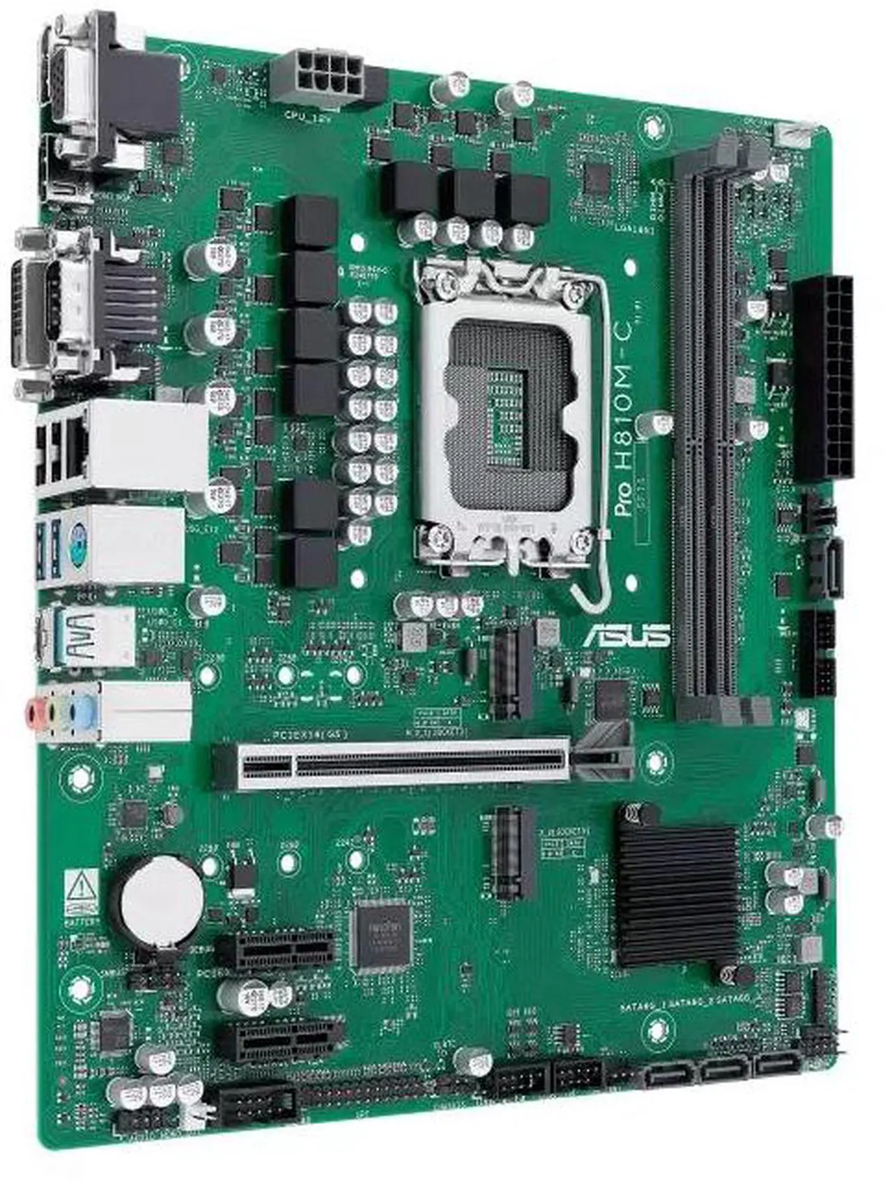 Alt view image 3 of 7 - ASUS Pro H810M-C-CSM Intel H810 (LGA1851) business motherboard,DDR5,PCIe 5.0 x16 SafeSlot,two PCIe 4.0 M.2 slots,Dual DIMM clips,Q-LED Core,DisplayPort,VGA,DVI-D,HDMI,ASUS Control Center Express(ACCE)