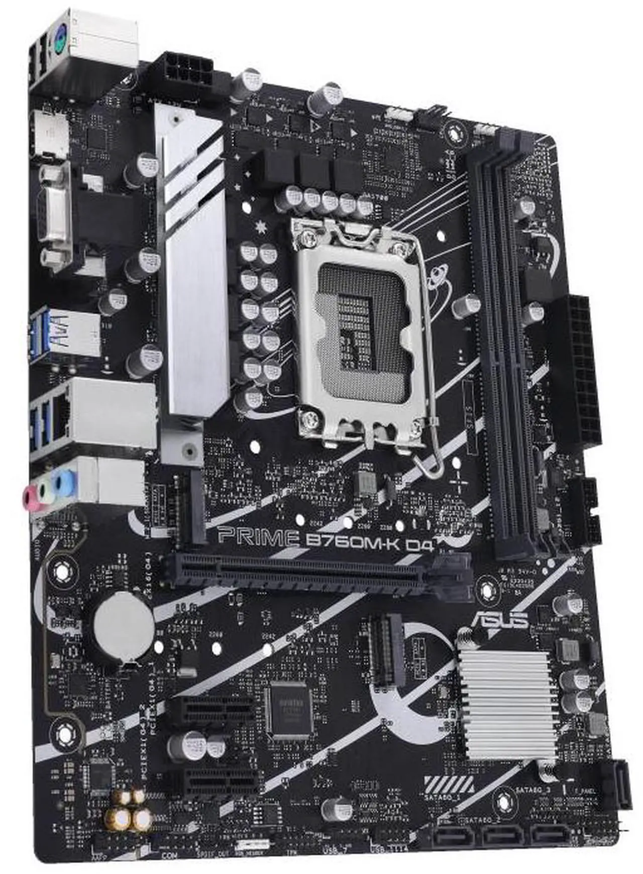 Alt view image 4 of 7 - ASUS PRIME B760M-K D4 Intel B760 (LGA 1700) mATX motherboard,Advanced AI PC ready,PCIe 4.0,two PCIe 4.0 M.2 slots,DDR4,Realtek 2.5Gb Ethernet,VGA,HDMI,SATA 6 Gbps,front USB 3.2 Gen 1,Aura Sync