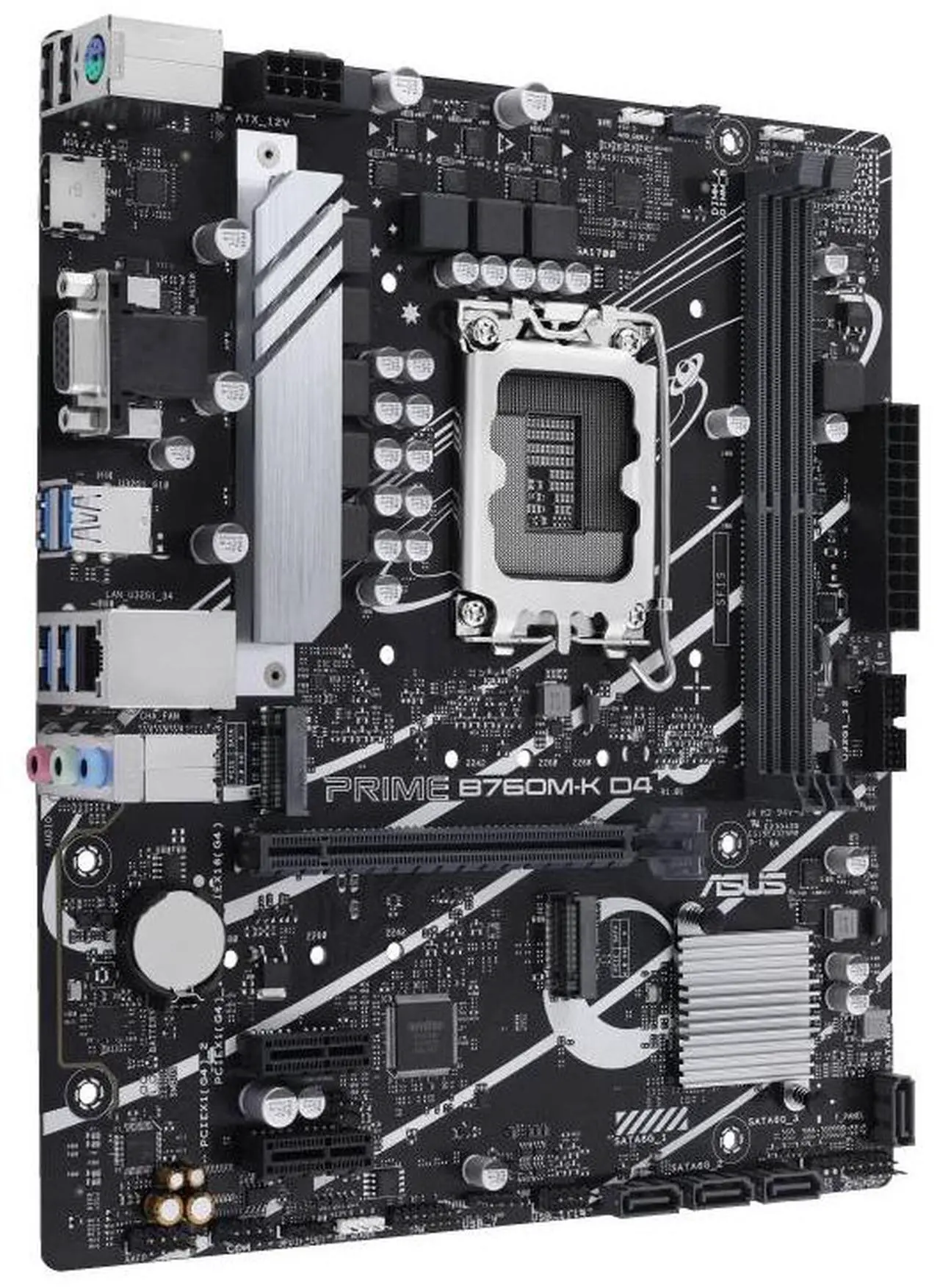 Alt view image 3 of 7 - ASUS PRIME B760M-K D4 Intel B760 (LGA 1700) mATX motherboard,Advanced AI PC ready,PCIe 4.0,two PCIe 4.0 M.2 slots,DDR4,Realtek 2.5Gb Ethernet,VGA,HDMI,SATA 6 Gbps,front USB 3.2 Gen 1,Aura Sync