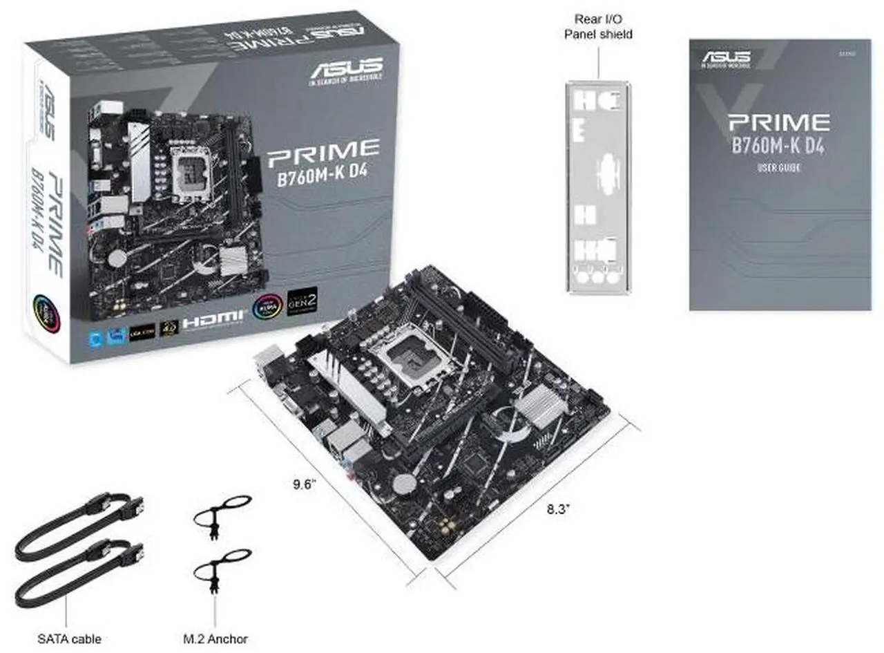 Alt view image 7 of 7 - ASUS PRIME B760M-K D4 Intel B760 (LGA 1700) mATX motherboard,Advanced AI PC ready,PCIe 4.0,two PCIe 4.0 M.2 slots,DDR4,Realtek 2.5Gb Ethernet,VGA,HDMI,SATA 6 Gbps,front USB 3.2 Gen 1,Aura Sync