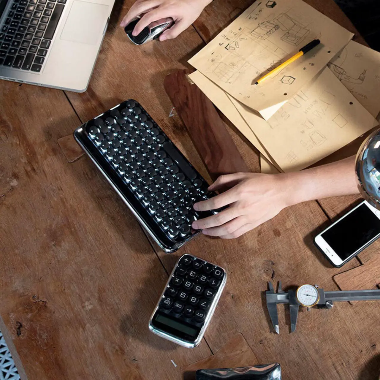 Alt view image 6 of 7 - LOFREE Knight Set DOT Dot Wireless Mechanical Keyboard Gift Box - 5-Piece Collection, Bluetooth/Wired Dual-Mode, Multi-System Compatible (Windows/Mac/iOS/Android), Sleek Stealth Design