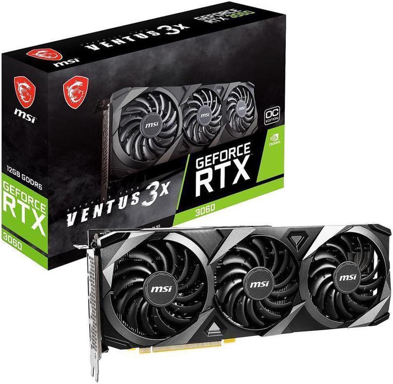 MSI Ventus GeForce RTX 3060 12GB GDDR6 PCI Express 4.0 Video Card RTX 3060 Ventus 3X 12G OC LHR