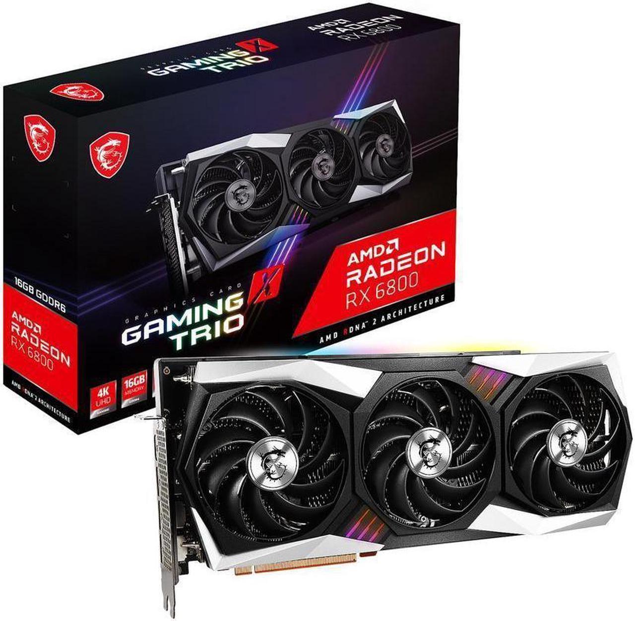 MSI Gaming Radeon RX 6800 16GB GDDR6 PCI Express 4.0 CrossFireX Support Video Card RX 6800 GAMING X TRIO 16G