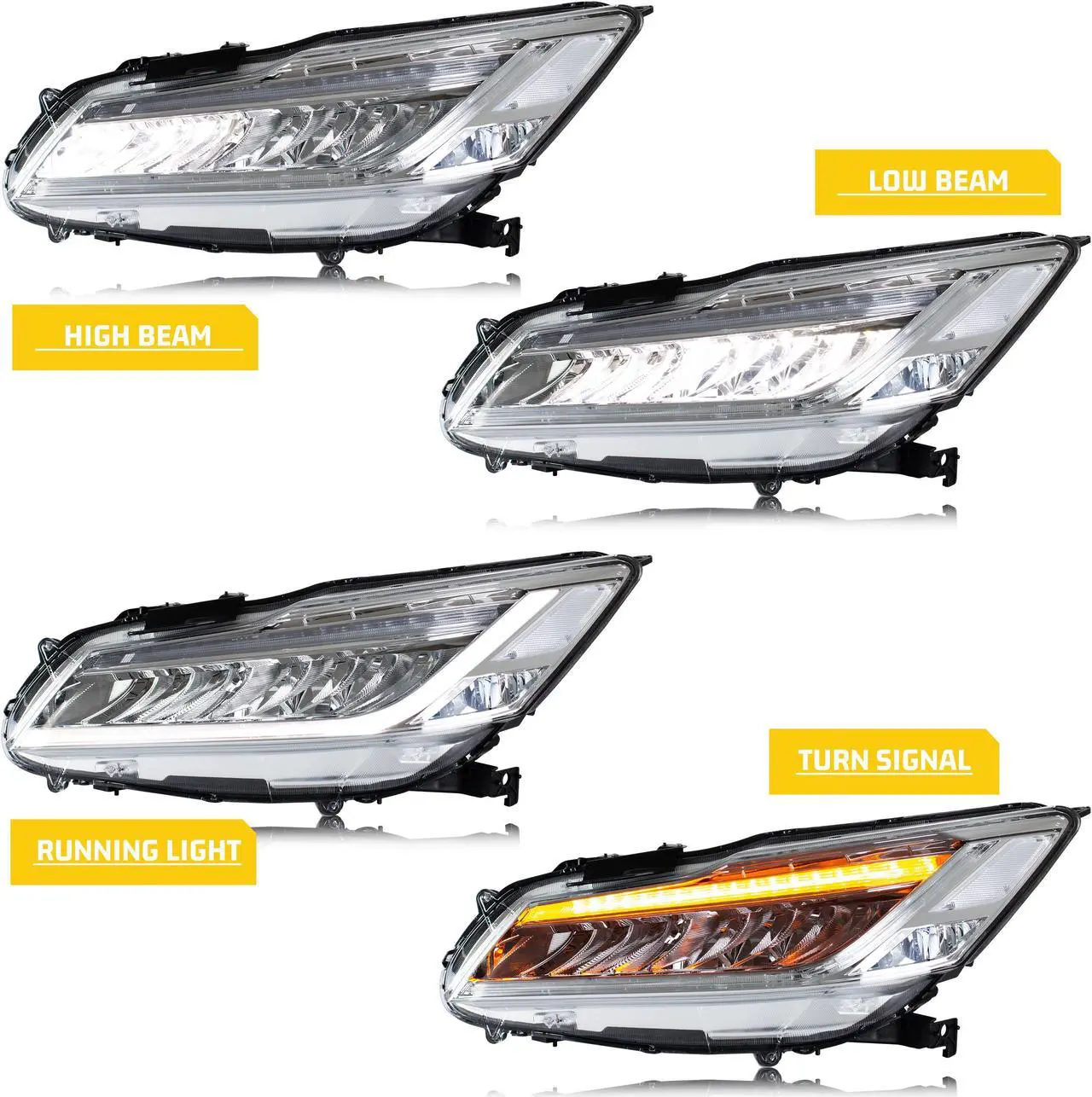 Alt view image 3 of 5 - LED Headlights for Honda Accord 2016 2017 9th Gen Start-up Animation Sequential Signal Front Lamps Assembly Accessary Cannot fit Touring Model