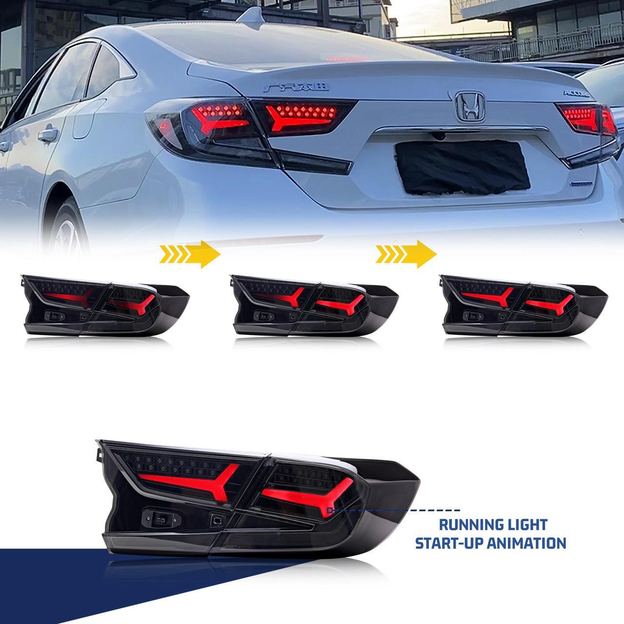 Alt view image 4 of 5 - LED Tail Lights For Honda Accord 10th Gen 2018 2019 2020 2021 2022 Animation DRL Sequential Indicator Rear Lamp Assembly (BLACK)