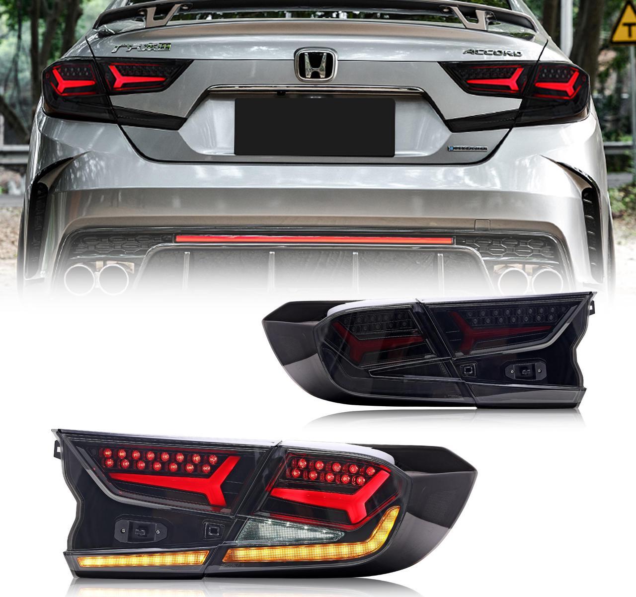 Main image of LED Tail Lights For Honda Accord 10th Gen 2018 2019 2020 2021 2022 Animation DRL Sequential Indicator Rear Lamp Assembly (BLACK)