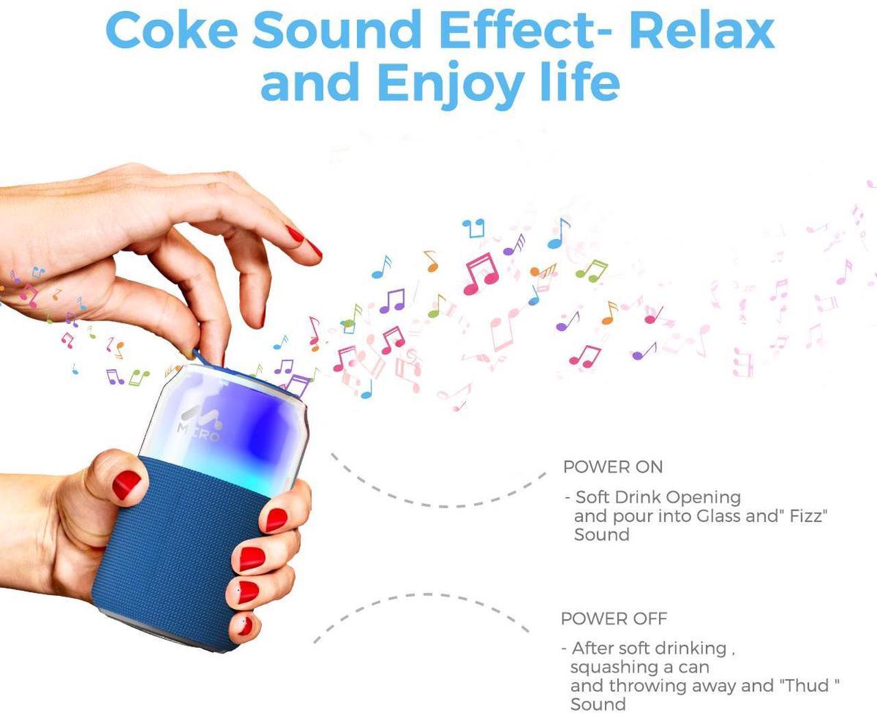 Alt view image 4 of 7 - Miro P1 360° Surround Stereo Speaker, TWS Wireless Dual Channel Audio, Smart LED Ambient Lighting, Classic Soda Bubble Sound Effect, Bluetooth 5.4, 10m Range, 10 Hours Playtime (Blue)