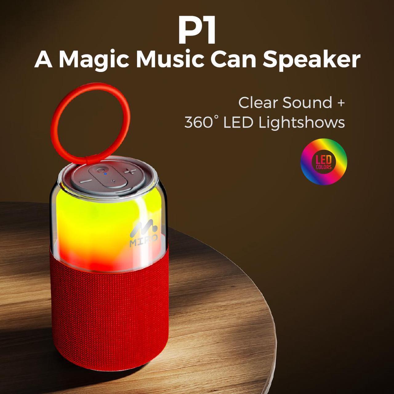 Main image of Miro P1 360° Surround Stereo Speaker, TWS Wireless Dual Channel Audio, Smart LED Ambient Lighting, Classic Soda Bubble Sound Effect, Bluetooth 5.4, 10m Range, 10 Hours Playtime (Blue)