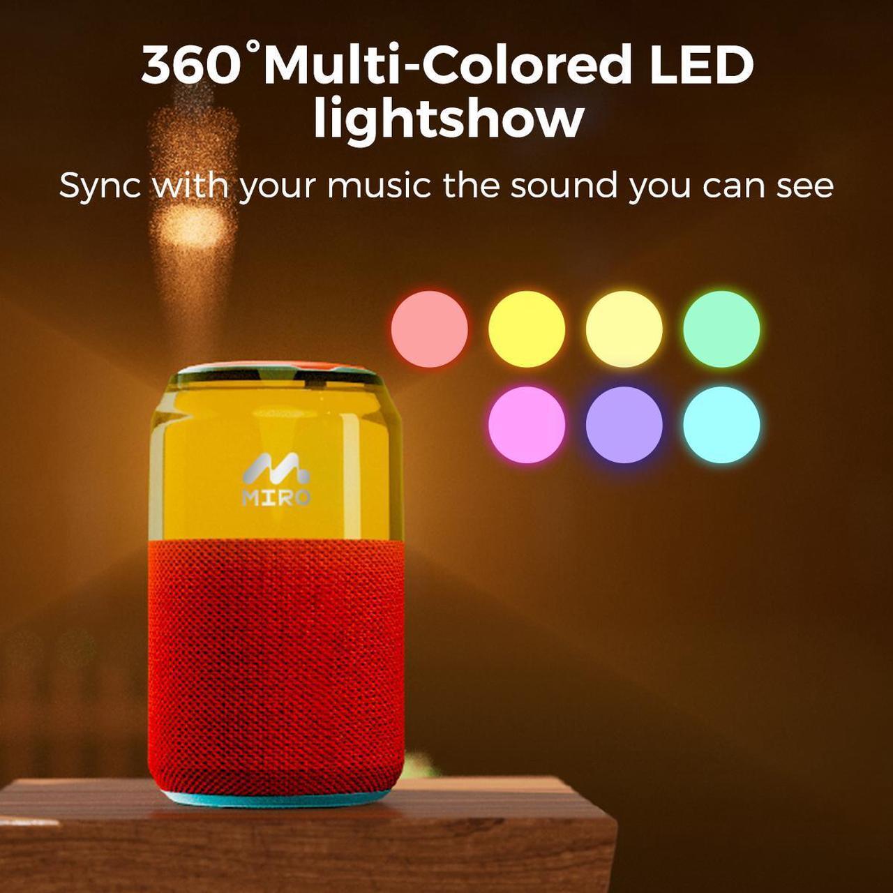 Alt view image 5 of 7 - Miro P1 360° Surround Stereo Speaker, TWS Wireless Dual Channel Audio, Smart LED Ambient Lighting, Classic Soda Bubble Sound Effect, Bluetooth 5.4, 10m Range, 10 Hours Playtime (Blue)