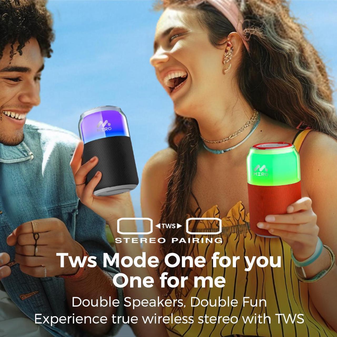Alt view image 3 of 7 - Miro P1 360° Surround Stereo Speaker, TWS Wireless Dual Channel Audio, Smart LED Ambient Lighting, Classic Soda Bubble Sound Effect, Bluetooth 5.4, 10m Range, 10 Hours Playtime (Blue)