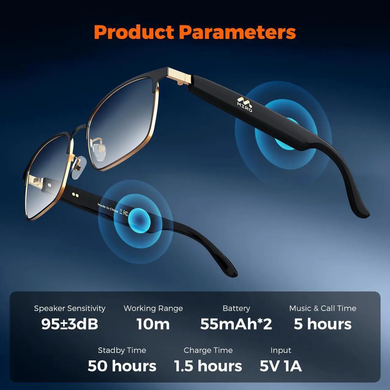 Alt view image 3 of 7 - MIRO W5 AI Translation Meeting Recording Smart Glasses Anti Blue Light Stereo Audio Built-in Speaker for Meetings & Working