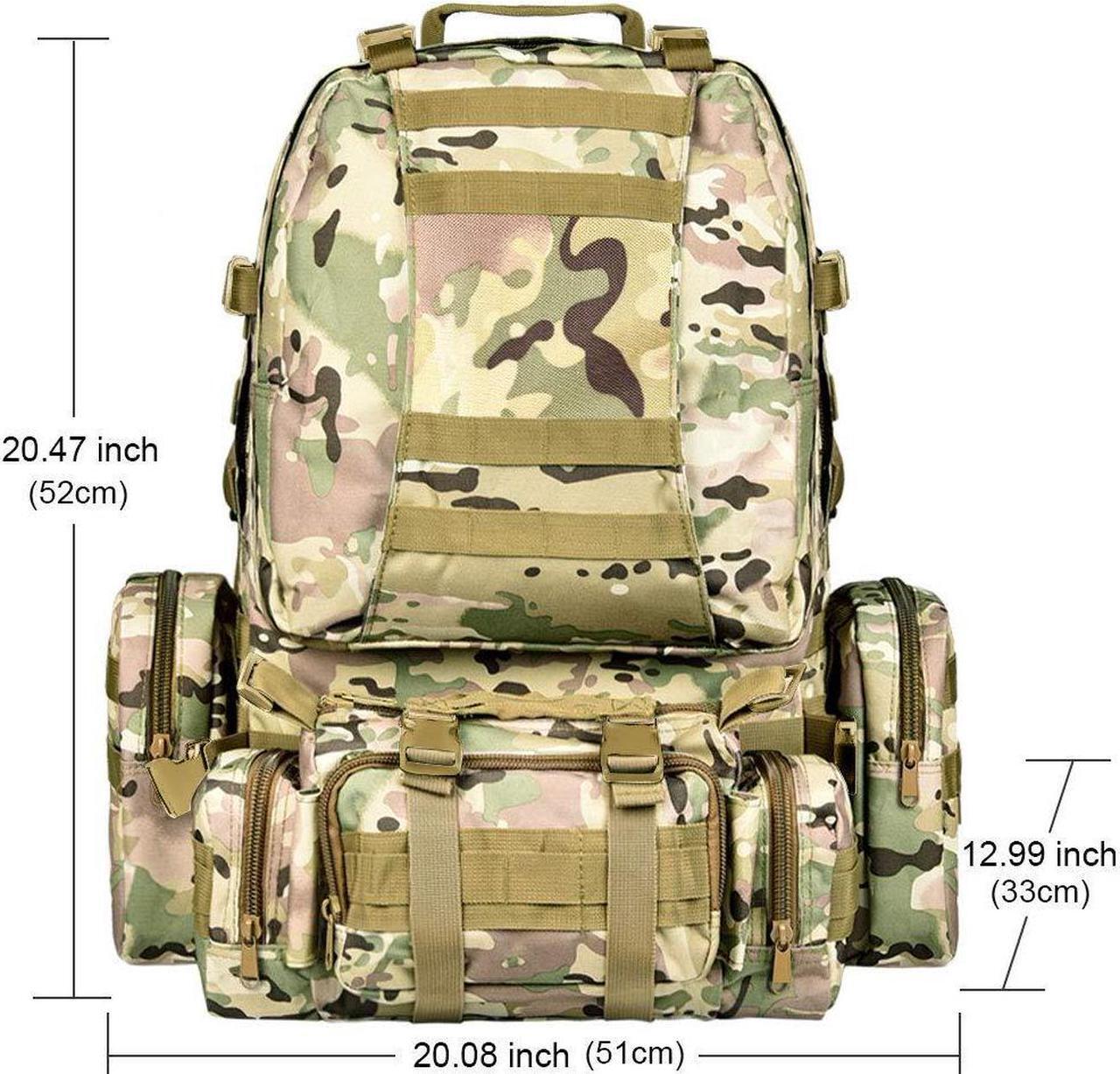 Alt view image 3 of 7 - CVLIFE Tactical Backpack Military Army Rucksack 60L Large Assault Pack Detachable Molle Bag
