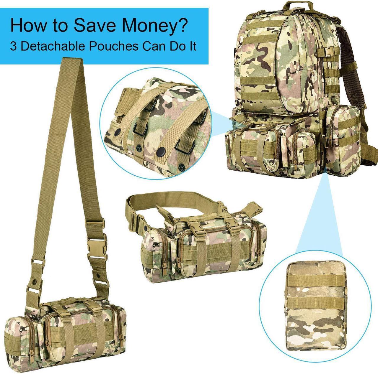 Alt view image 2 of 7 - CVLIFE Tactical Backpack Military Army Rucksack 60L Large Assault Pack Detachable Molle Bag