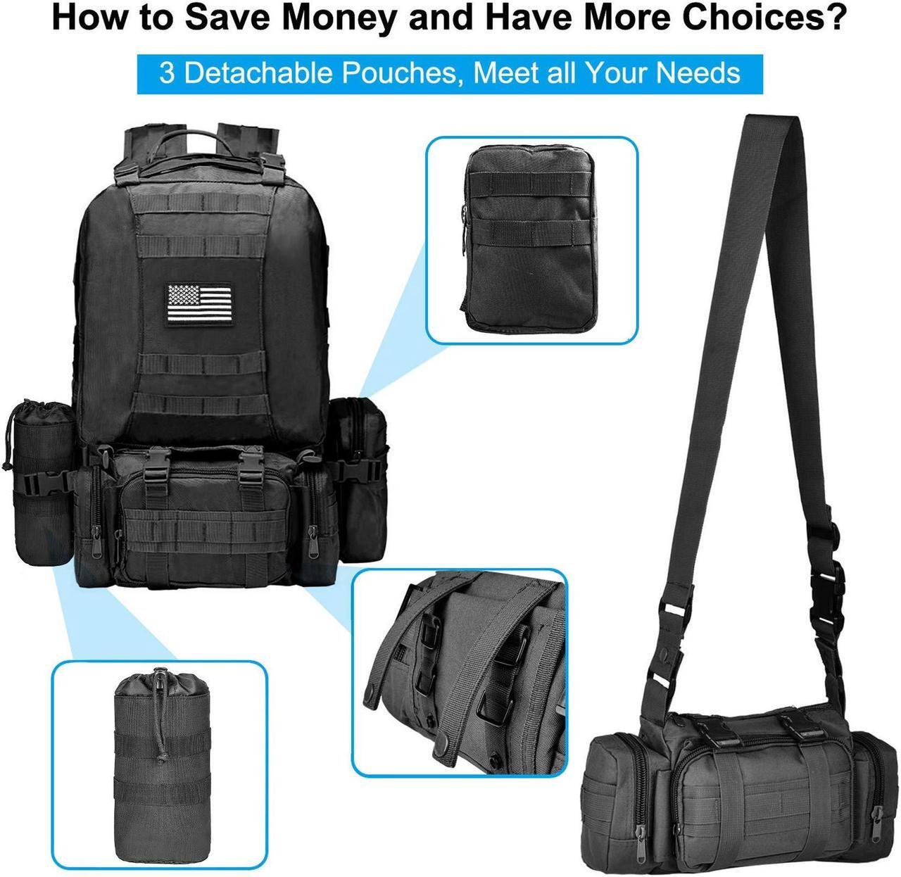 Alt view image 3 of 7 - NOOLA Military Tactical Backpack Molle Bag Army Assault Pack Detachable Rucksack