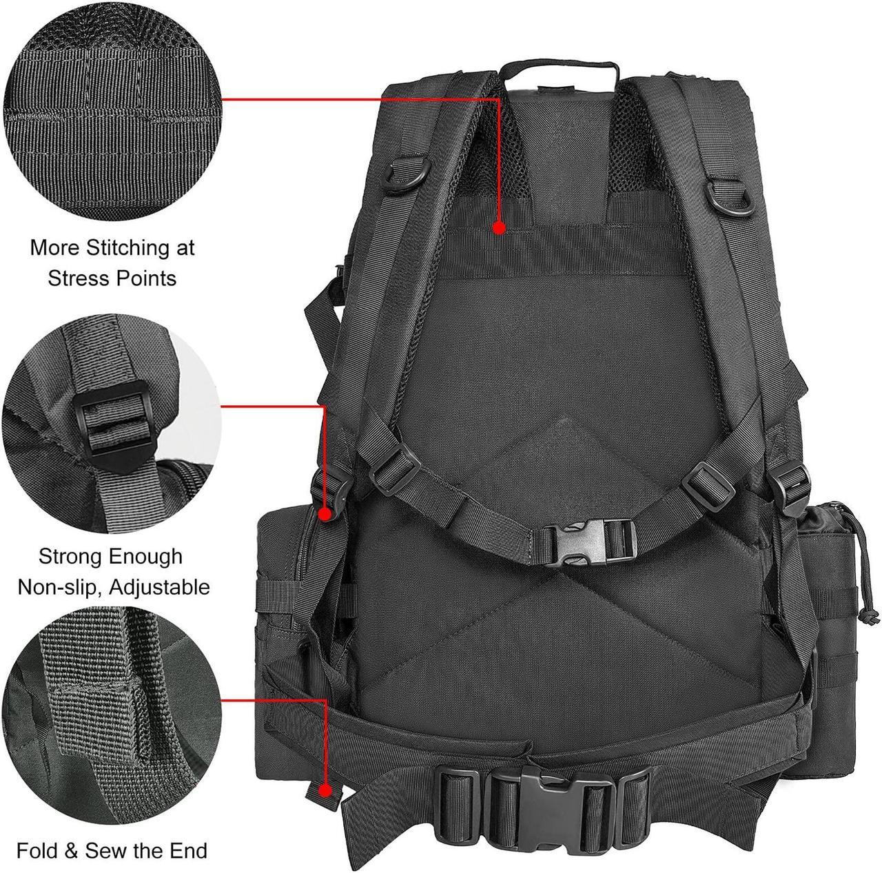 Alt view image 6 of 7 - NOOLA Military Tactical Backpack Molle Bag Army Assault Pack Detachable Rucksack