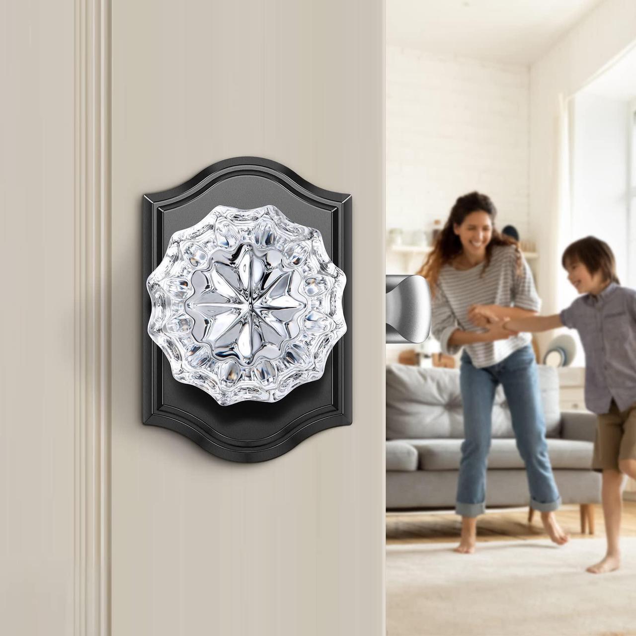 Alt view image 2 of 7 - Brightify Crystal Door Knobs with Lock, Glass Door Knobs Interior, Privacy Glass Door Knobs for Bedroom Bathroom