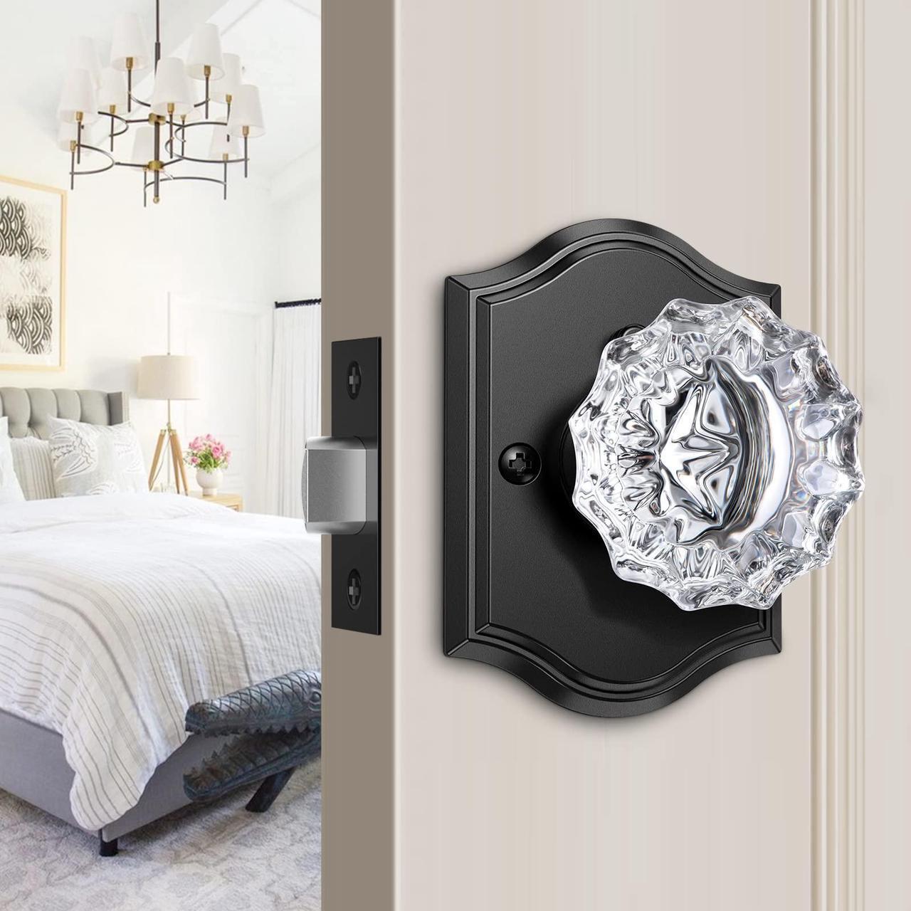 Main image of Brightify Crystal Door Knobs with Lock, Glass Door Knobs Interior, Privacy Glass Door Knobs for Bedroom Bathroom