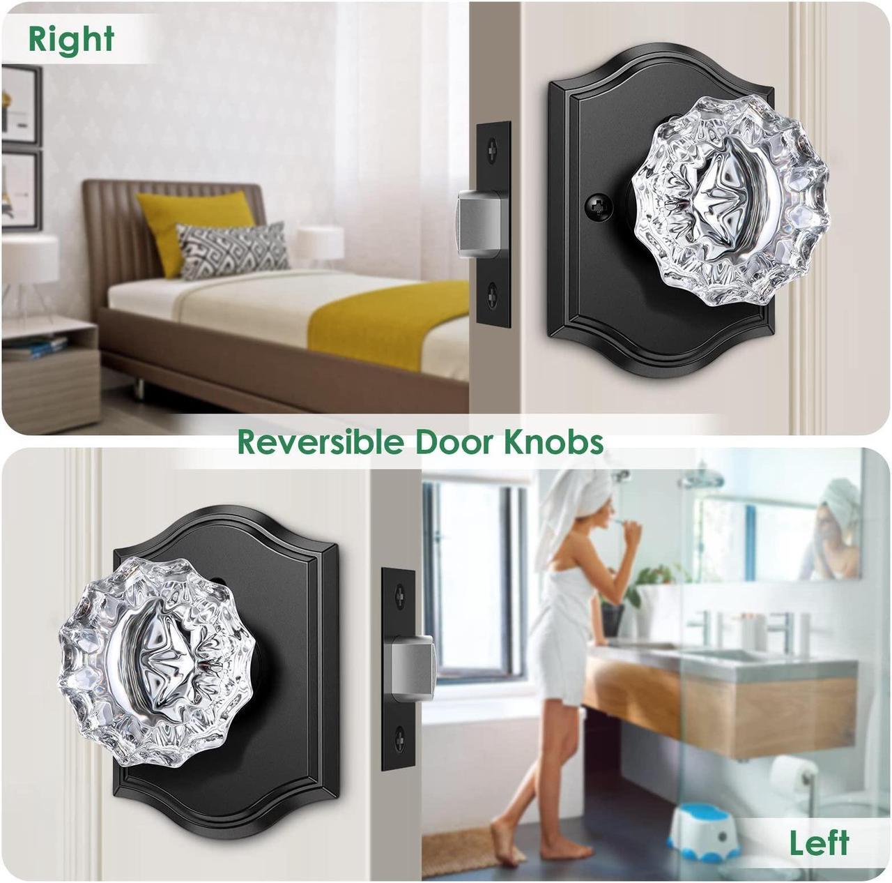 Alt view image 5 of 7 - Brightify Crystal Door Knobs with Lock, Glass Door Knobs Interior, Privacy Glass Door Knobs for Bedroom Bathroom