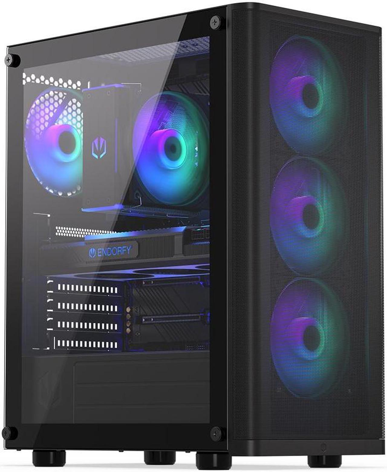 ENDORFY Ventum 200 ARGB, ATX PC case, computer case, 4x120mm ARGB PWM fans included, matx case, radiator up to 360mm, Tempered glass side, top and front mesh, EY2A014