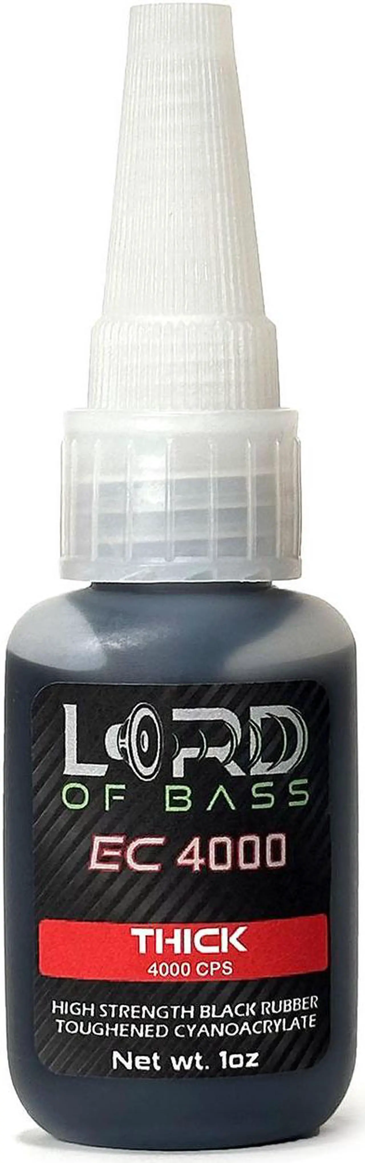 Main image of Premium Grade Cyanoacrylate (CA) Super Glue 1 oz Black Rubber Toughened Thick 4000 CPS Viscosity- Lord of Bass