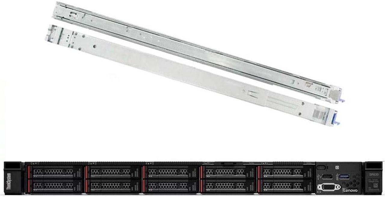 Lenovo ThinkSystem SR630 Rack Server Bundle with Rail Kit, 2 x Intel Xeon Silver 4110, 128GB DDR4, 8TB SSD, RAID