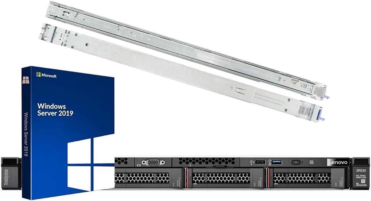 Lenovo ThinkSystem SR530 Rack Server Bundle with Rail Kit, Windows Server 2019, 2 x Intel Xeon Silver 4110 8-Core 2.10GHz, 16GB DDR4, 8TB HDD, RAID